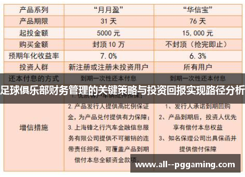 足球俱乐部财务管理的关键策略与投资回报实现路径分析 足球俱乐部财务管理的关键策略与投资回报实现路径分析